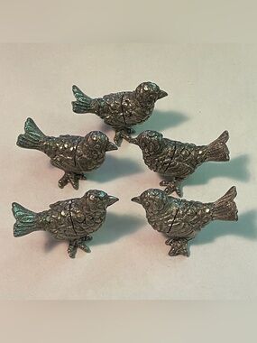 Set of 5 VTG Vagabond House Pewter Song Bird Photo Place Card Holders Home Decor